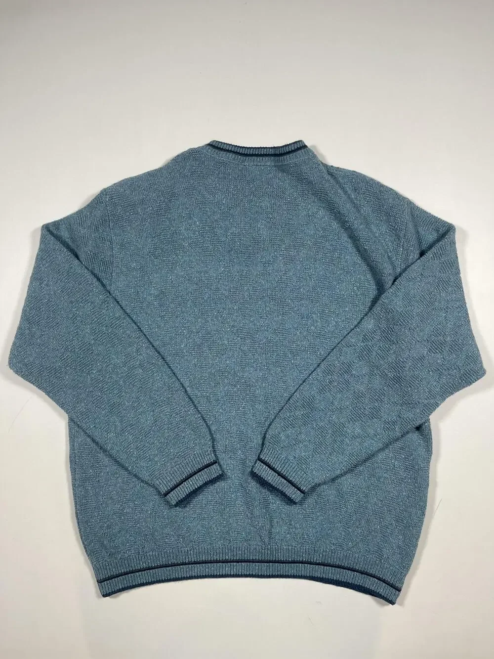 Vintage Haggar Sweater Mens 2XL Blue V Neck Golf Argyle Pullover Made USA 90s